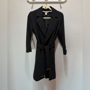 H&M Classic Elegant Women’s Black Belted Wrap Coat Size 4